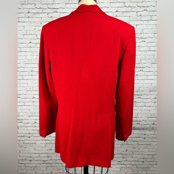 Casual Corner 100% wool gorgeous bright red thin light weight elongated blazer M - Picture 4 of 12